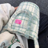 Green Matcha Check Tote Bucket Bag Lady Bags