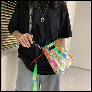 Summer Laser Shoulder Bag for Women Transparent Mobile Phone Bag