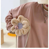 Child Purse Sun Flower Bag Crossbody Handbag Wool Cute Shoulder Bag Plush