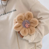 Child Purse Sun Flower Bag Crossbody Handbag Wool Cute Shoulder Bag Plush