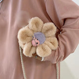 Child Purse Sun Flower Bag Crossbody Handbag Wool Cute Shoulder Bag Plush