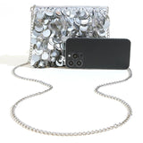 Women Silver Metal Sequins Chain Woven Evening Bag Clutch Handbag
