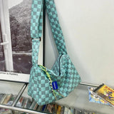 Plaid Woman Shoulders Bag Nylon Messenger Bags Ladies Satchel for Class