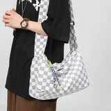 Plaid Woman Shoulders Bag Nylon Messenger Bags Ladies Satchel for Class