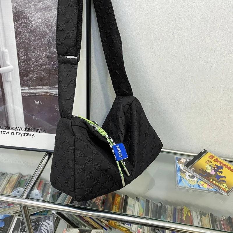 Plaid Woman Shoulders Bag Nylon Messenger Bags Ladies Satchel for Class