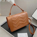 Solid Lattice Leather Bag Crossbody Small Flap Clutch Purse Shoulder Bag