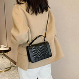 Solid Lattice Leather Bag Crossbody Small Flap Clutch Purse Shoulder Bag