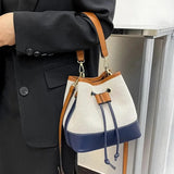 Autumn All-match Contrast Bucket Bag Women's One-shoulder Handbag