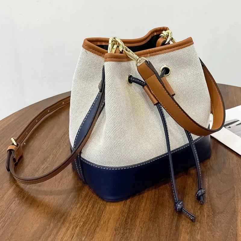 Autumn All-match Contrast Bucket Bag Women's One-shoulder Handbag
