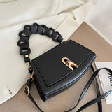 Small Saddle Crossbody Bag Lock Chain Flap Messenger Bag