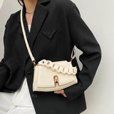 Small Saddle Crossbody Bag Lock Chain Flap Messenger Bag