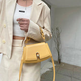 Small Saddle Crossbody Bag Lock Chain Flap Messenger Bag