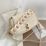 Small Saddle Crossbody Bag Lock Chain Flap Messenger Bag