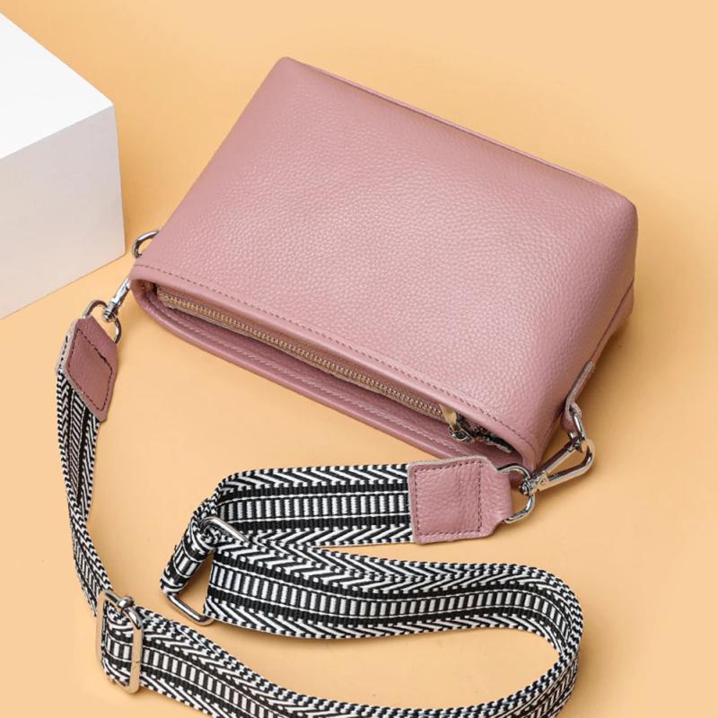 Vintage Cowhide Leather Small Shoulder Bag Women Handbag Tote