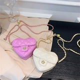 Women Heart-shaped Mini Crossbody Bag Diamond Embroidery Messenger Bags