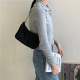 Vintage Nylon Chain Crossbody Bag Women Shoulder Messenger Bags