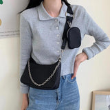 Vintage Nylon Chain Crossbody Bag Women Shoulder Messenger Bags