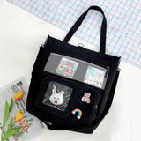 Cartoon Rabbit Canvas Tote Bag Crossbody Shoulder Bag