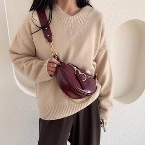 PU Leather Chain Crossbody Bag Small Shoulder Messenger Lady Waist Bag