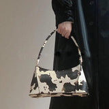 Cow Print Shoulder Bag Small PU Leather Casual Lady Handbag