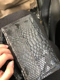 Green Cowhide Leather Clutch Shoulder Crossbody Bag Snake Pattern Handbag