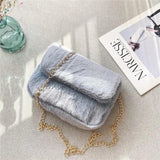 Retro Single PU Leather Shoulder Bag Messenger Bag Chain Lamb Wool Bag