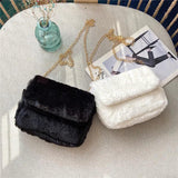 Retro Single PU Leather Shoulder Bag Messenger Bag Chain Lamb Wool Bag