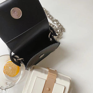 PU Leather Ladies Small Crossbody Bag Chains Women Shoulder Bag
