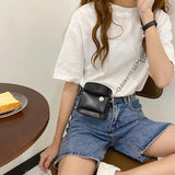 PU Leather Ladies Small Crossbody Bag Chains Women Shoulder Bag