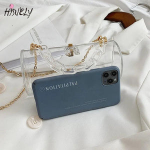 Transparent Acrylic Chain Messenger Jelly Bag