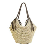 Bohemian Straw Shoulder Bag Casual Tote Large Capacity Beach Vacation Handbag