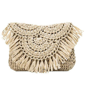 Summer Beach Vacation Women Tassels Messenger Bag Straw Rattan Weave Shoulder Cr