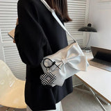 Girl Small Square Bag with Sweet Bow Cross-Body Shoulder Bag