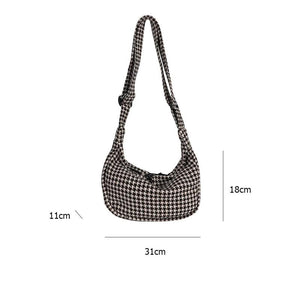 Retro Winter Houndstooth Plaid Crossbody Bag Large Capacity Casual Shoulder