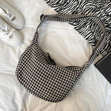 Retro Winter Houndstooth Plaid Crossbody Bag Large Capacity Casual Shoulder