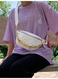 Women's Fanny Pack High Waist Bag Thick Chain Shoulder Crossbody Chest Bag