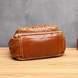 Vintage Brown Crossbody Bag for Women Soft Leather Handbag with Pockets