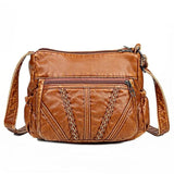 Vintage Brown Crossbody Bag for Women Soft Leather Handbag with Pockets
