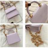 Chic Stone Pattern Crossbody Bag with Chain for Women
