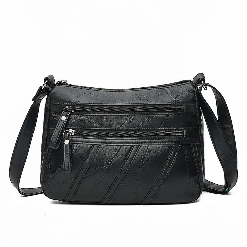 Brown PU Leather Women's Crossbody Bag with Pockets