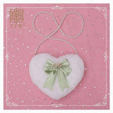 Heart Shape Plush Crossbody Bag with Pearl Chain for Women