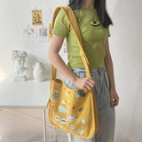 Preppy Style Cartoon Printed Shoulder Bag Women's Handbag