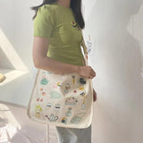 Preppy Style Cartoon Printed Shoulder Bag Women's Handbag