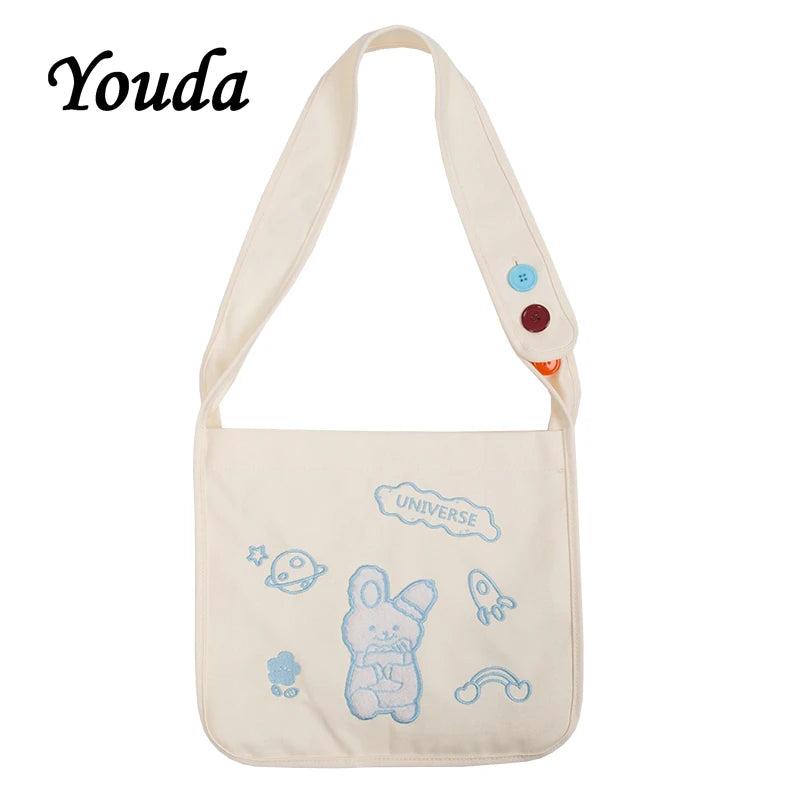 Classic Women Canvas Crossbody Bags for Ladies Casual Style Handbag