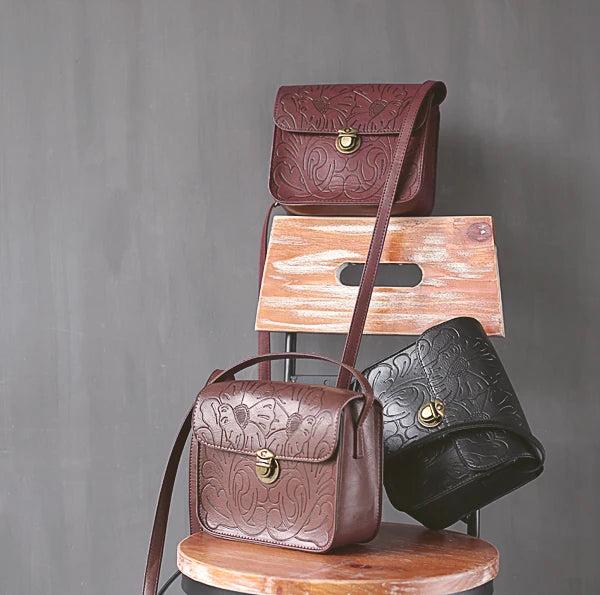 Vintage Retro Square Shoulder Bag with Buckle