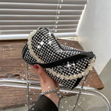 Punk Style Silver Women Diamonds Tote Bag Rhinestone Shoulder Crossbody Bags
