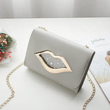 Metal Lip Decoration Shoulder Bag - Campus Style