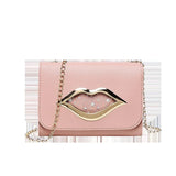 Metal Lip Decoration Shoulder Bag - Campus Style