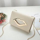 Metal Lip Decoration Shoulder Bag - Campus Style