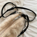 Soft Plush Underarm Handbag with Multi-layer Chains for Travel